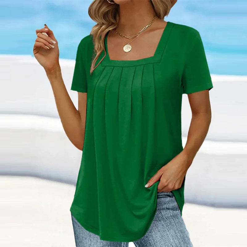 ELIZABETH | BLOUSE D'ÉTÉ PLISSÉE AVEC ENCOLURE CARRÉE