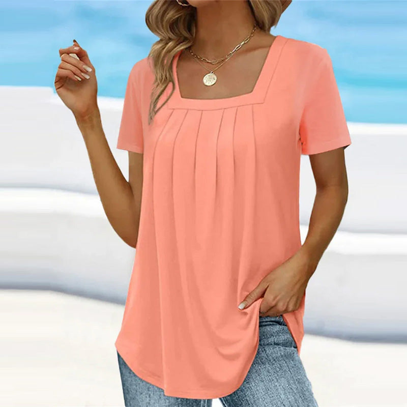 ELIZABETH | BLOUSE D'ÉTÉ PLISSÉE AVEC ENCOLURE CARRÉE