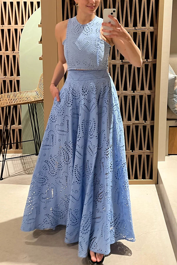 Eliana Two-Piece Set – Summer Look with Maxi Skirt & Embroidery