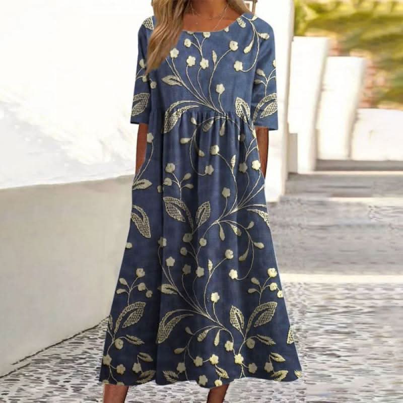 COURTNEY | ROBE MIDI BRODÉE ÉLÉGANTE AVEC COUVERTURE DU VENTRE