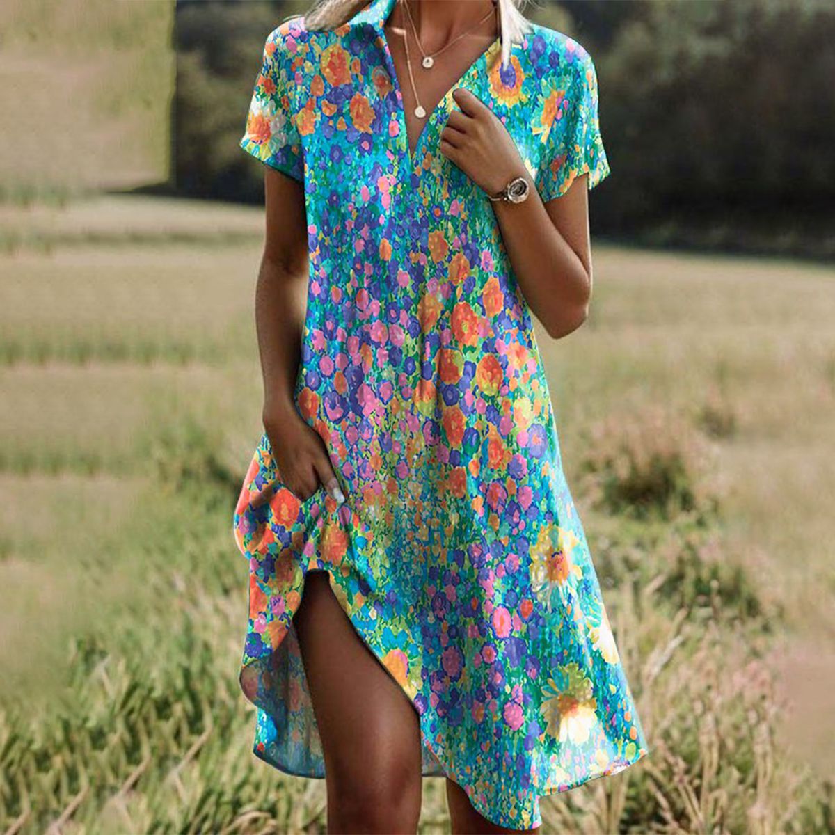 DENISE | ELEGANT TUMMY-COVERAGE SUMMER DRESS