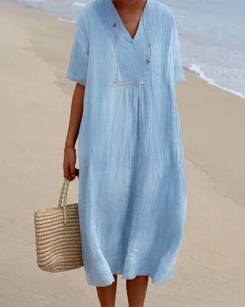 GINA | Robe élégante en lin couvrant le ventre