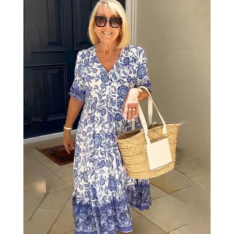 HELENA | ROBE MAXI FLORALE ÉLÉGANTE AVEC COUVERTURE DU VENTRE