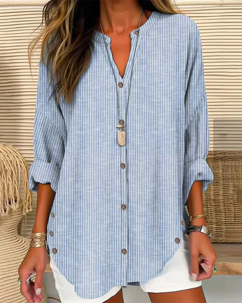 ISABELLA | Blouse rayée élégante couvrant le ventre