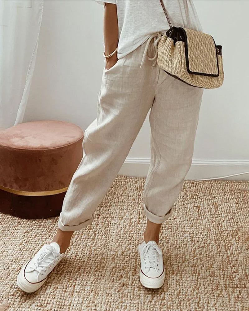 HANNAH | PANTALON DE LOISIR LÉGER ÉLÉGANT À TAILLE HAUTE