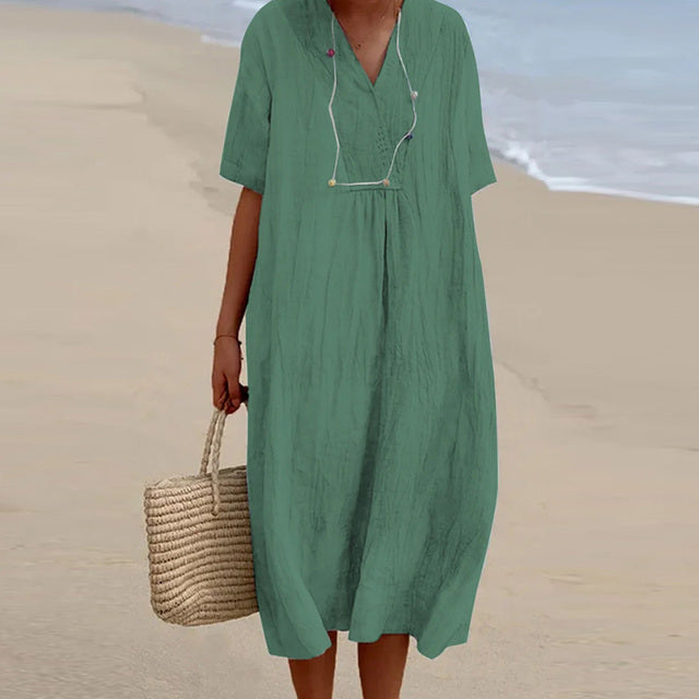 GINA | Robe élégante en lin couvrant le ventre