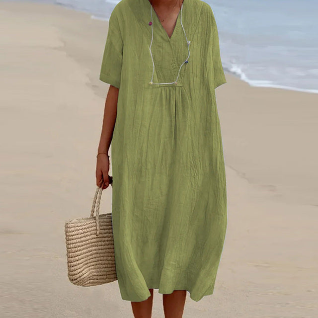 GINA | Robe élégante en lin couvrant le ventre