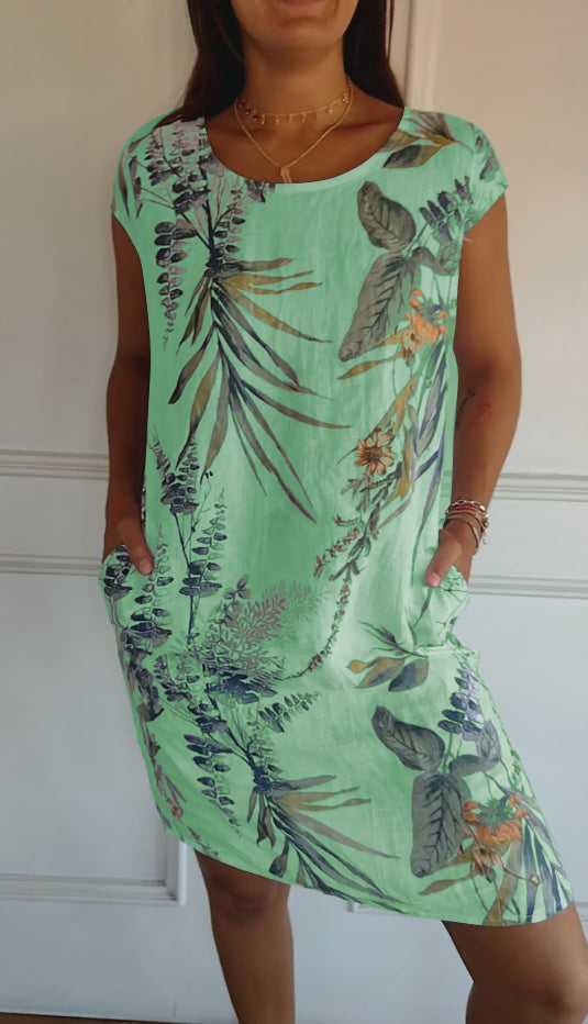 SAMANTHA | Robe élégante à col rond couvrant le ventre