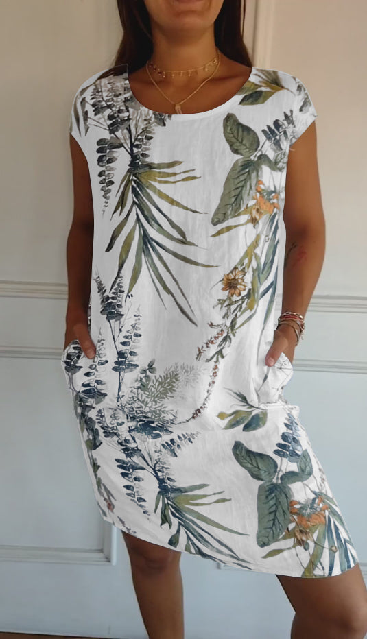 SAMANTHA | Robe élégante à col rond couvrant le ventre