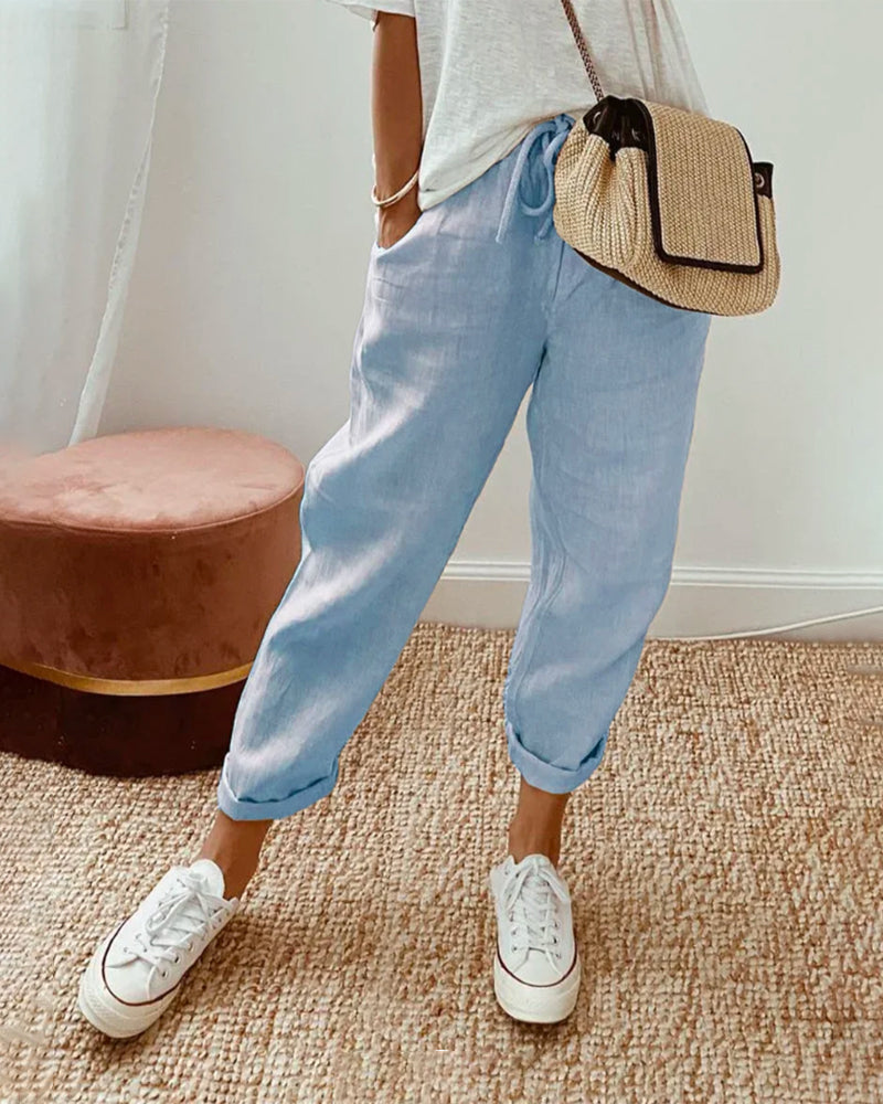 HANNAH | PANTALON DE LOISIR LÉGER ÉLÉGANT À TAILLE HAUTE