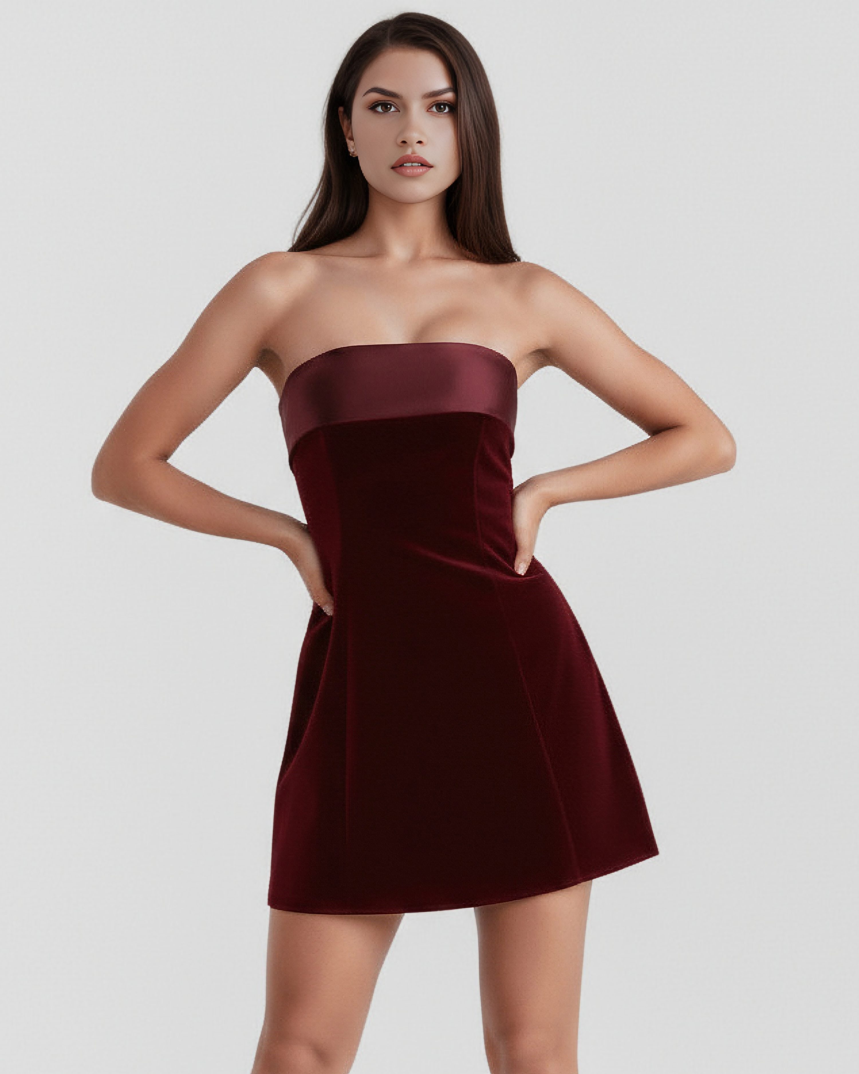 VALERA – BANDEAU MINI DRESS WITH FOLD DETAIL