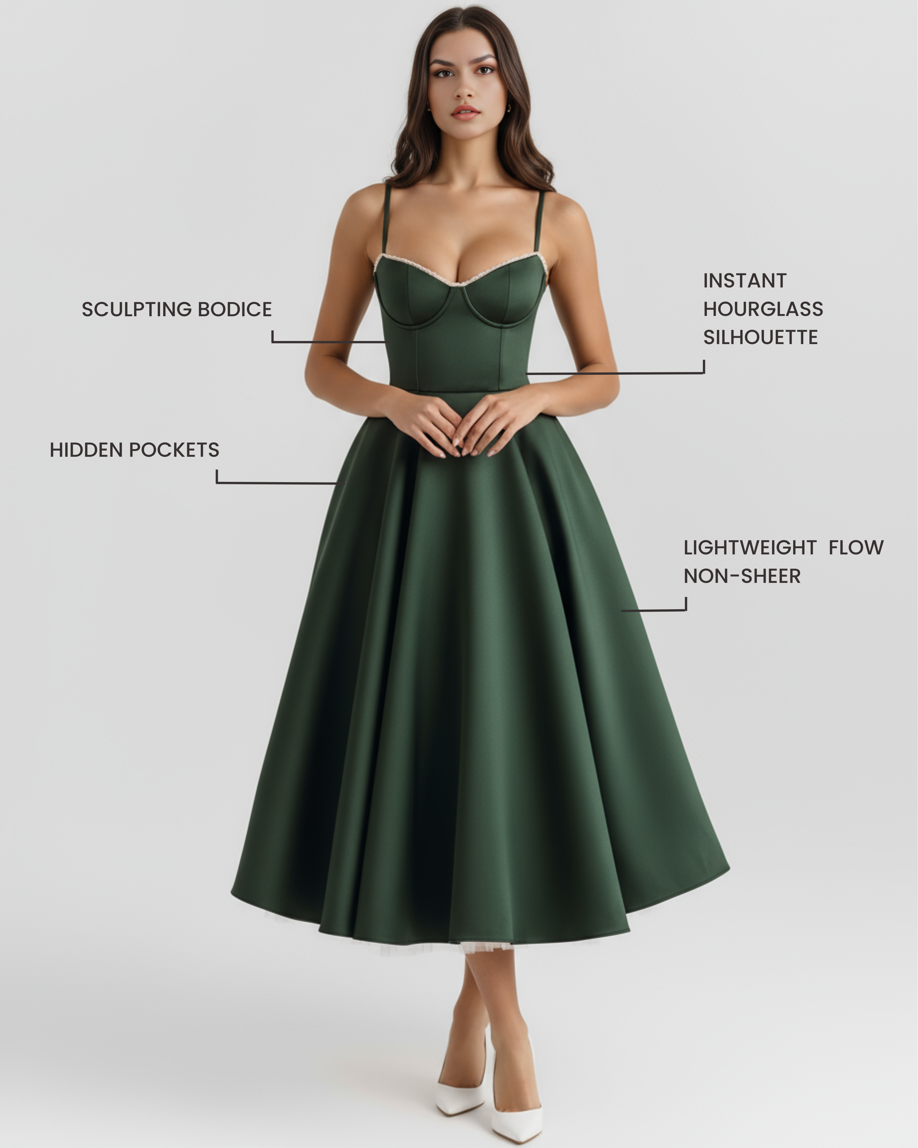SELARA – SCULPTED BODICE MIDI-KLEID