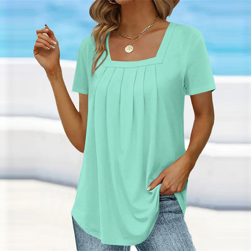 ELIZABETH | BLOUSE D'ÉTÉ PLISSÉE AVEC ENCOLURE CARRÉE