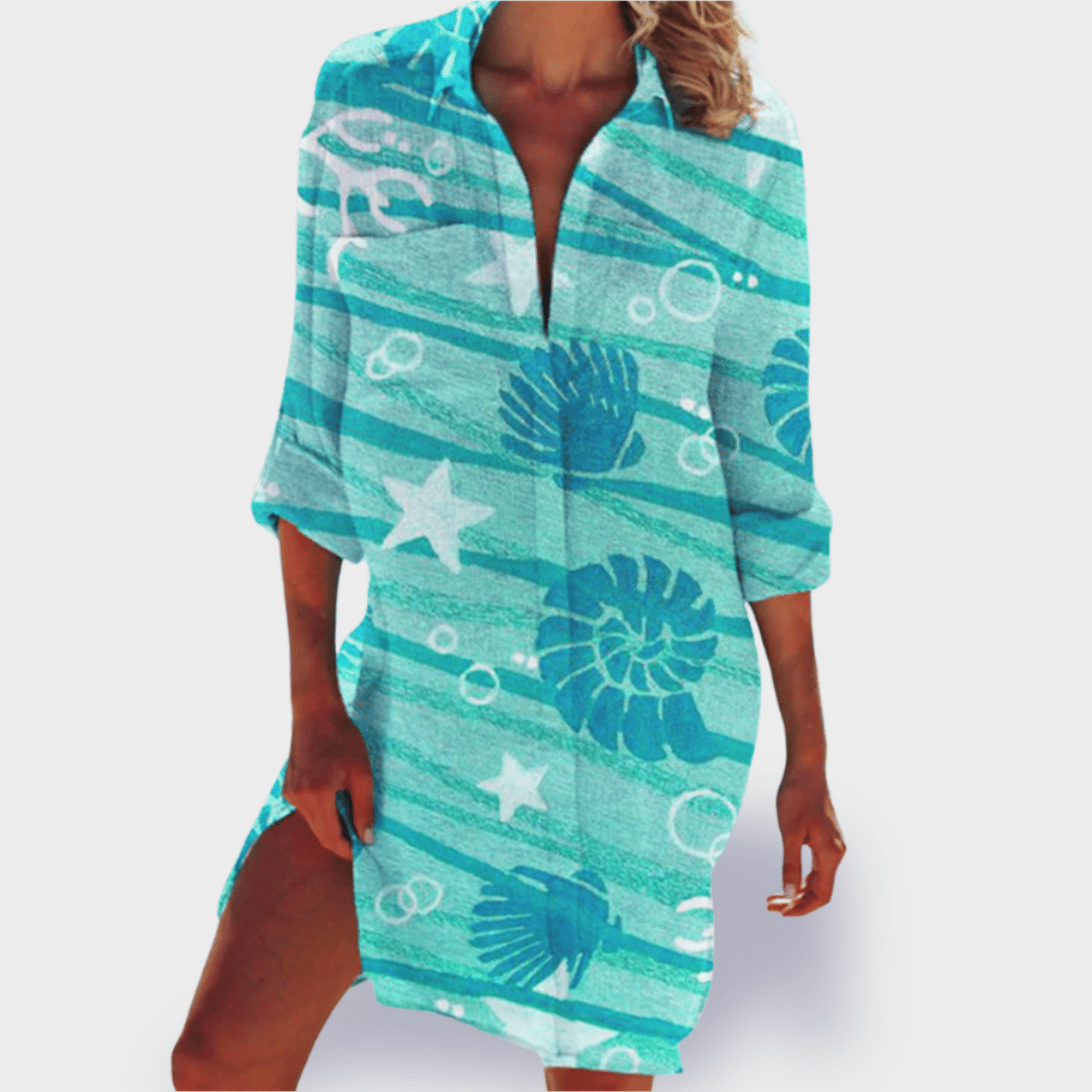 GRACE | Robe drapée élégante et vibrante avec couverture ventre