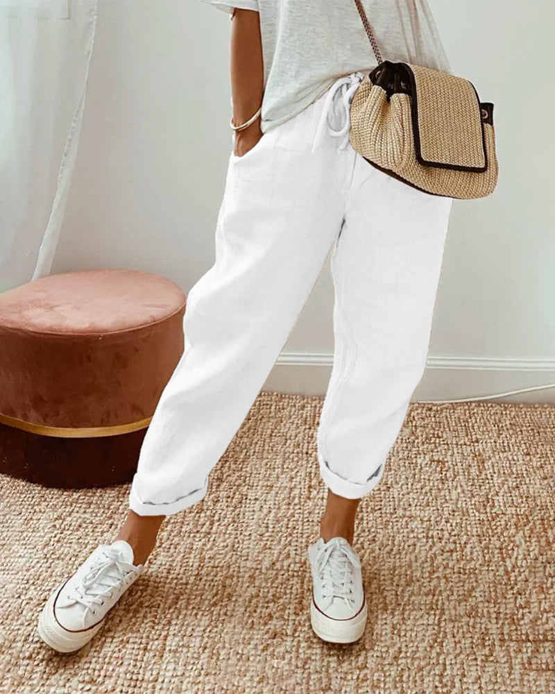 HANNAH | PANTALON DE LOISIR LÉGER ÉLÉGANT À TAILLE HAUTE