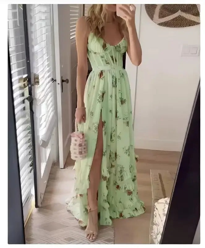 MATILDA | Robe d’invitée élégante fleurie avec couverture ventre