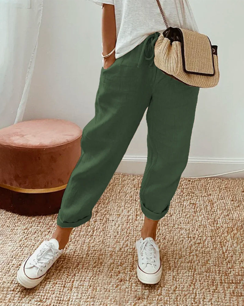 HANNAH | PANTALON DE LOISIR LÉGER ÉLÉGANT À TAILLE HAUTE