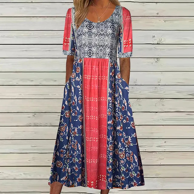 MARGOT | ELEGANT BOHO TUMMY-COVERAGE MIDI DRESS