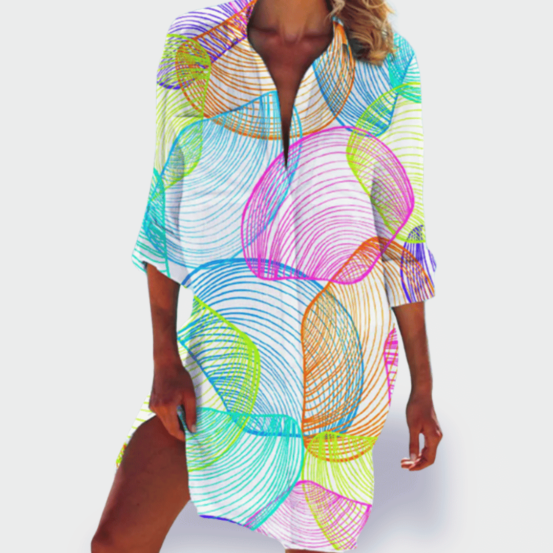 GRACE | Robe drapée élégante et vibrante avec couverture ventre