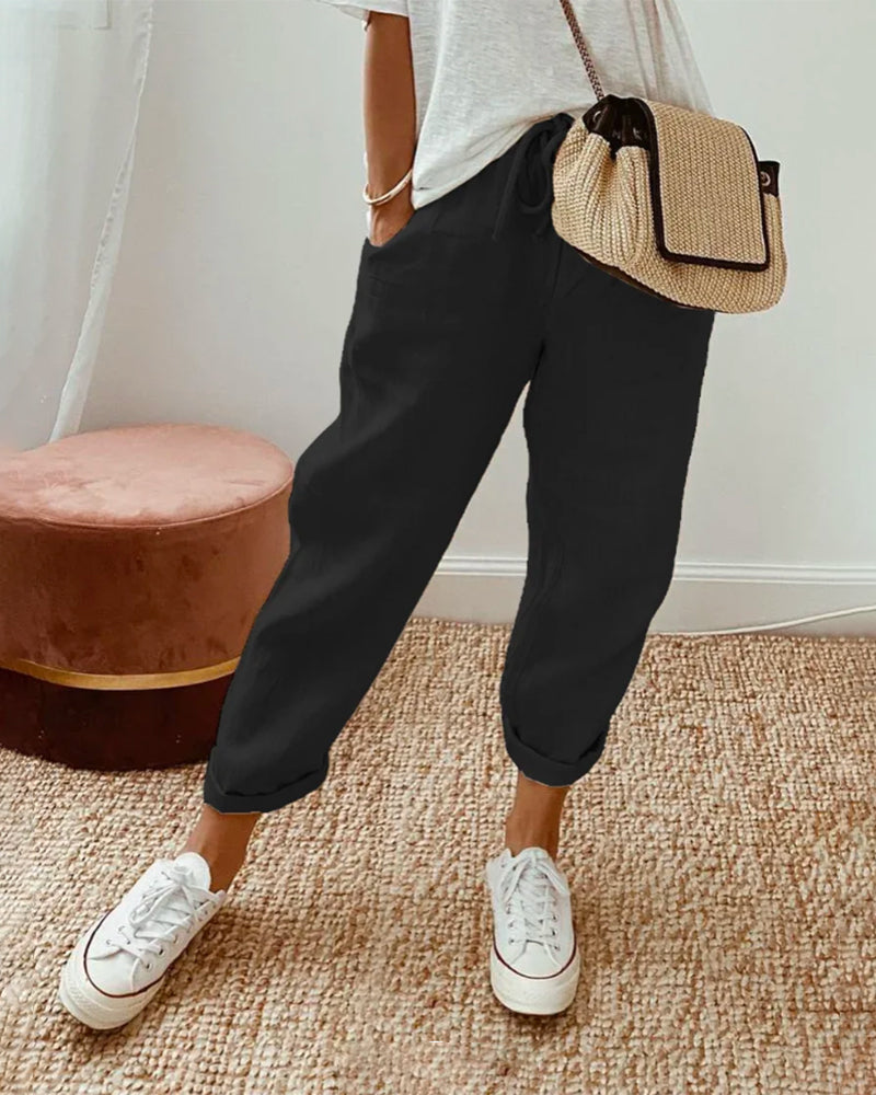 HANNAH | PANTALON DE LOISIR LÉGER ÉLÉGANT À TAILLE HAUTE