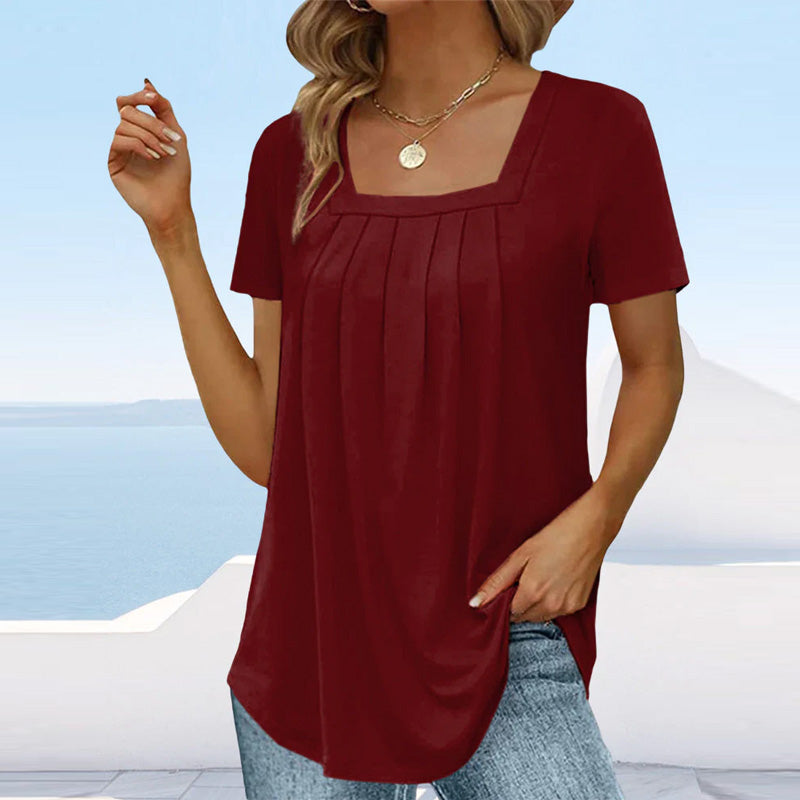 ELIZABETH | BLOUSE D'ÉTÉ PLISSÉE AVEC ENCOLURE CARRÉE