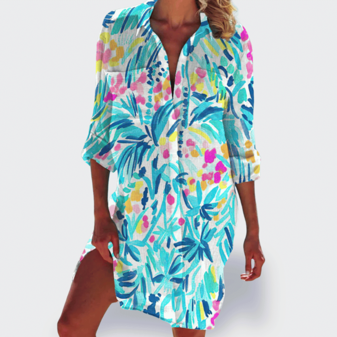 GRACE | Robe drapée élégante et vibrante avec couverture ventre