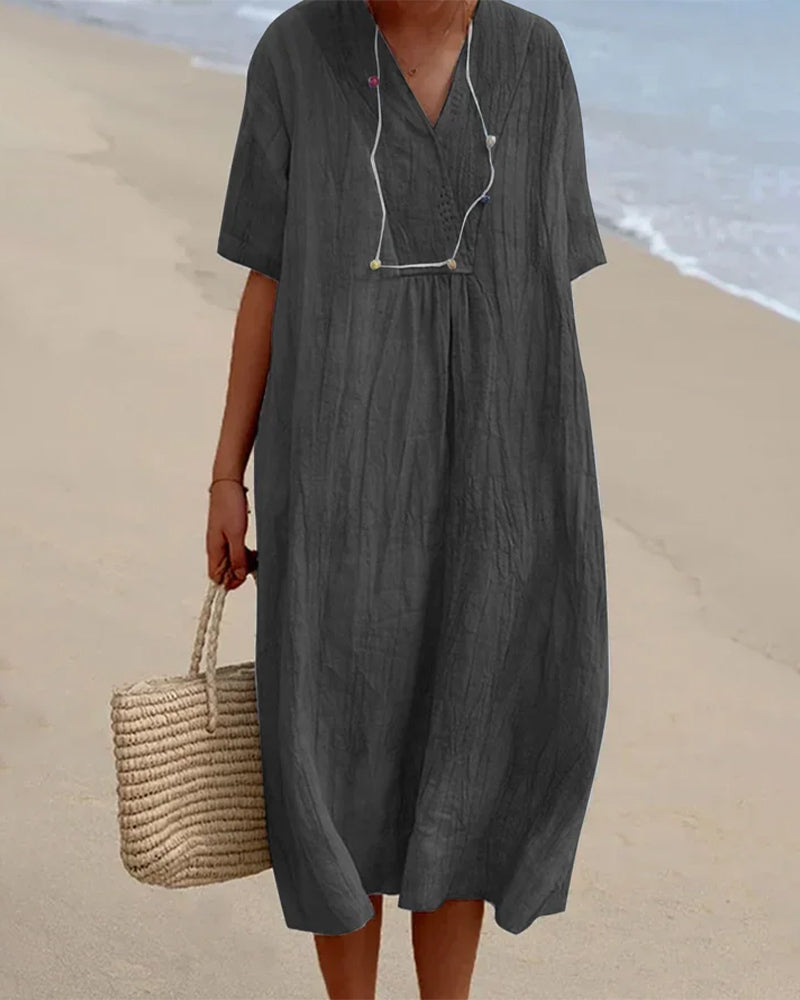 GINA | Robe élégante en lin couvrant le ventre