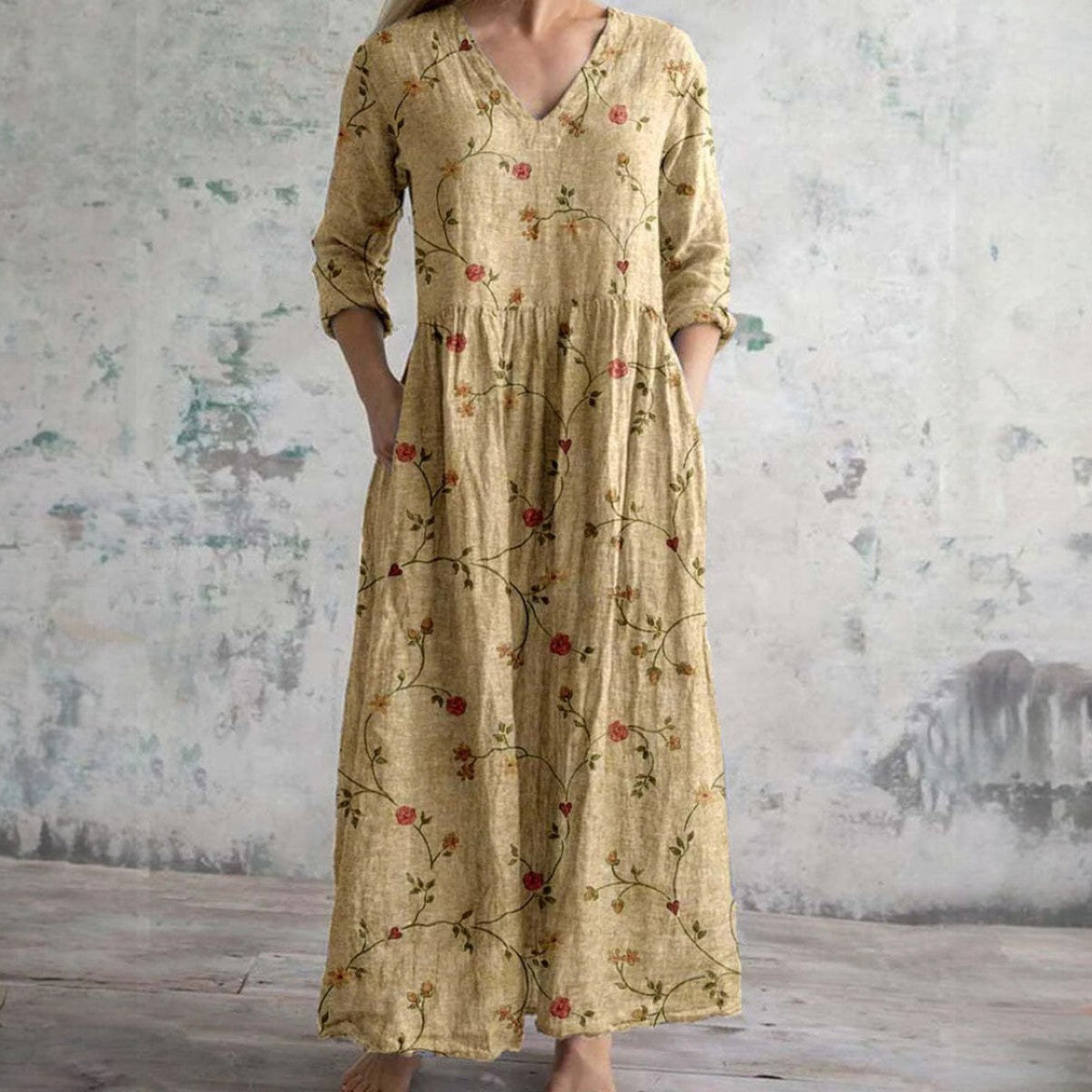 LEANNE | Robe maxi florale élégante couvrant le ventre