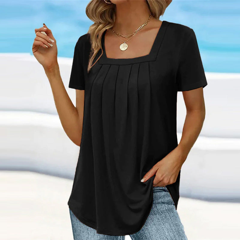 ELIZABETH | BLOUSE D'ÉTÉ PLISSÉE AVEC ENCOLURE CARRÉE