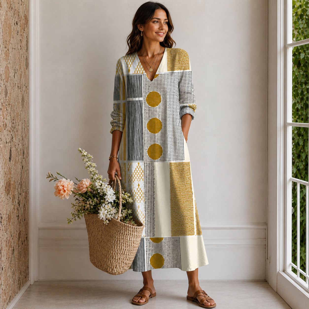 DARCIE | ROBE MAXI PATCHWORK BOHÈME AVEC COUVERTURE DU VENTRE