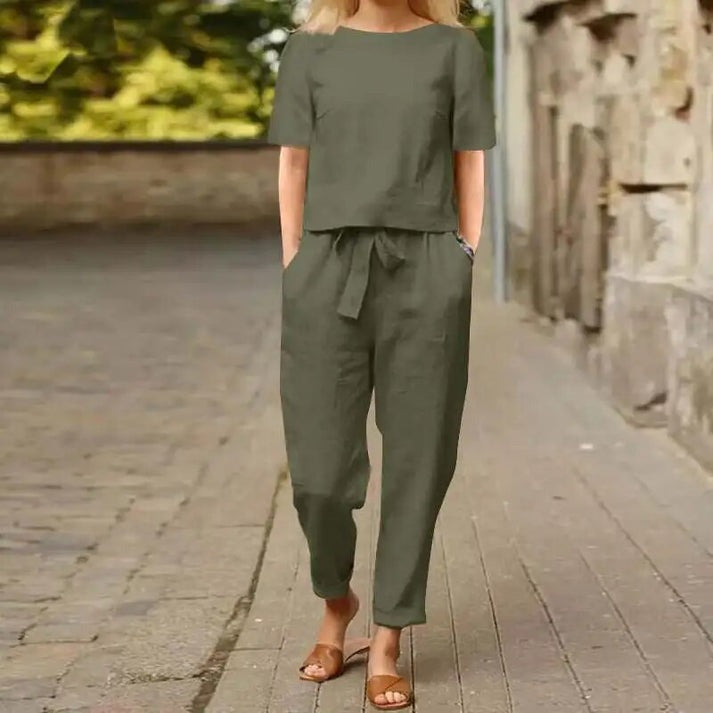 LINA | ENSEMBLE D'ÉTÉ ÉLÉGANT DEUX PIÈCES AVEC COUVERTURE DU VENTRE