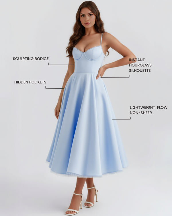 SELARA – SCULPTED BODICE MIDI DRESS
