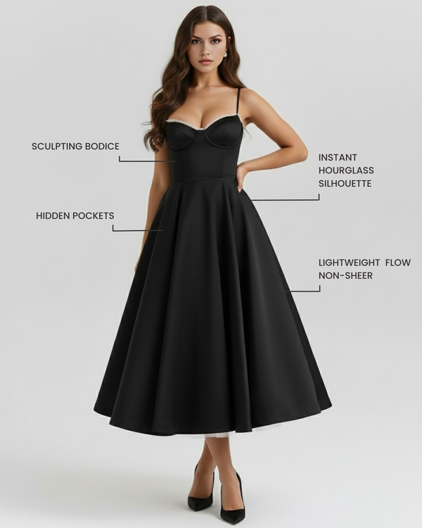 SELARA – SCULPTED BODICE MIDI DRESS