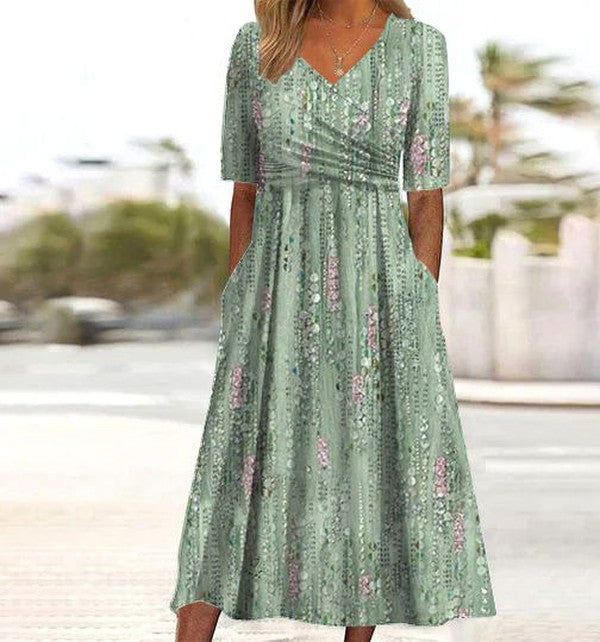 HANNAH | ROBE D'ÉTÉ FLORALE ÉLÉGANTE AVEC COUVERTURE DU VENTRE