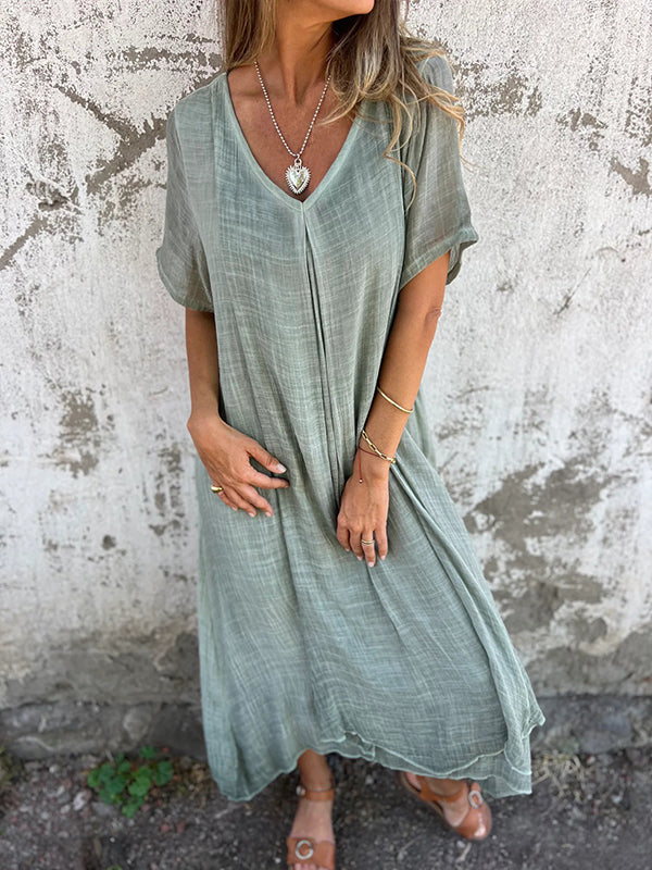 AMY | Robe élégante à col en V avec couverture ventre
