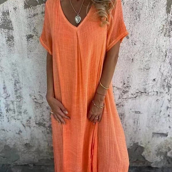 AMY | Robe élégante à col en V avec couverture ventre