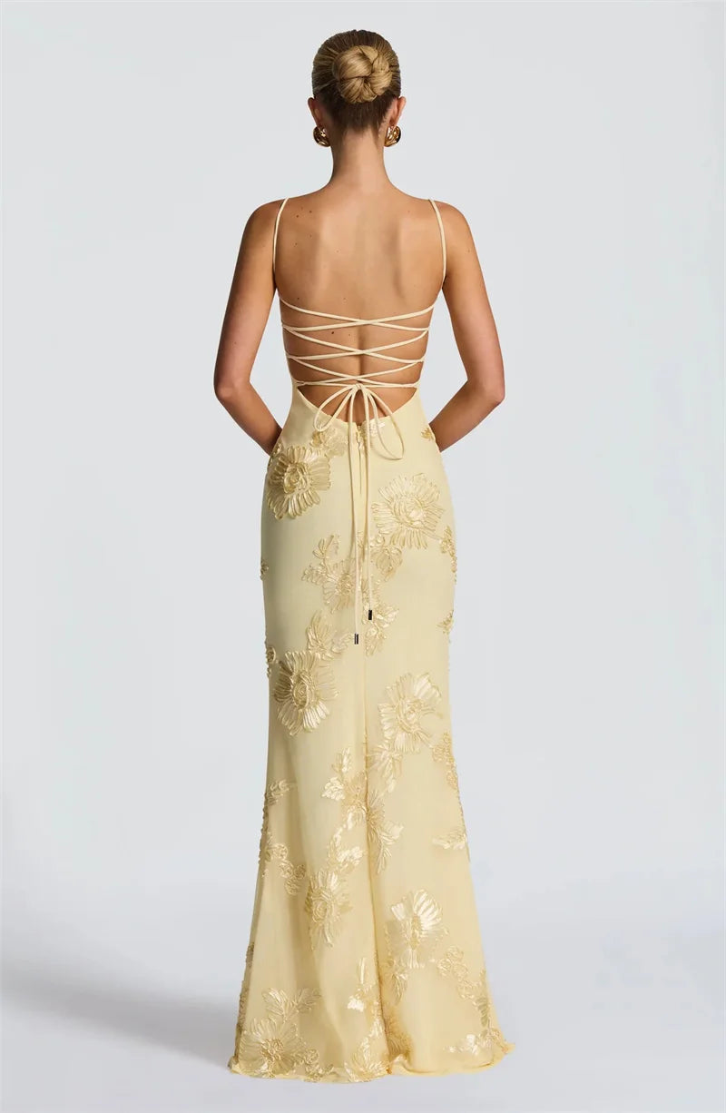 Celeste Appliqué Corset Maxi Dress