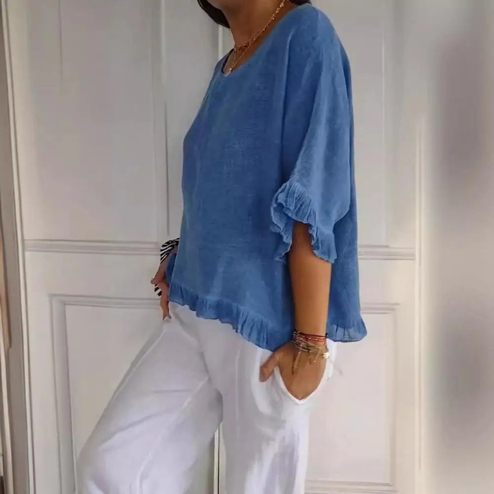 DIANE | Blouse élégante ajustée à col rond