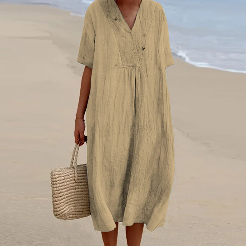 GINA | Robe élégante en lin couvrant le ventre