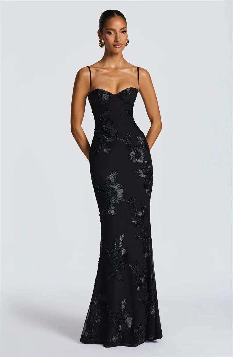 Celeste Appliqué Corset Maxi Dress