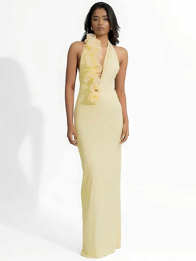 Maravelle | Geblümtes Neckholder-Maxikleid