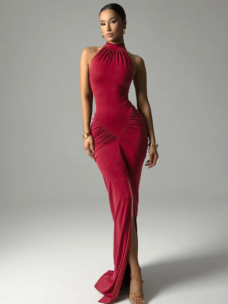 Ondinae | Halter Split Elegance Maxi Dress