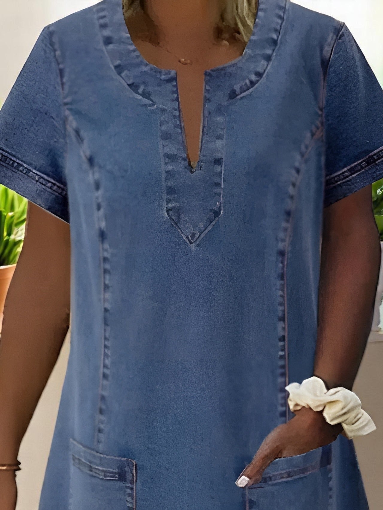 ERIN | ELEGANT SOFT DENIM TUMMY-COVERAGE DRESS