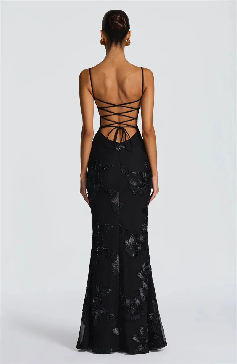 Celeste Appliqué Corset Maxi Dress
