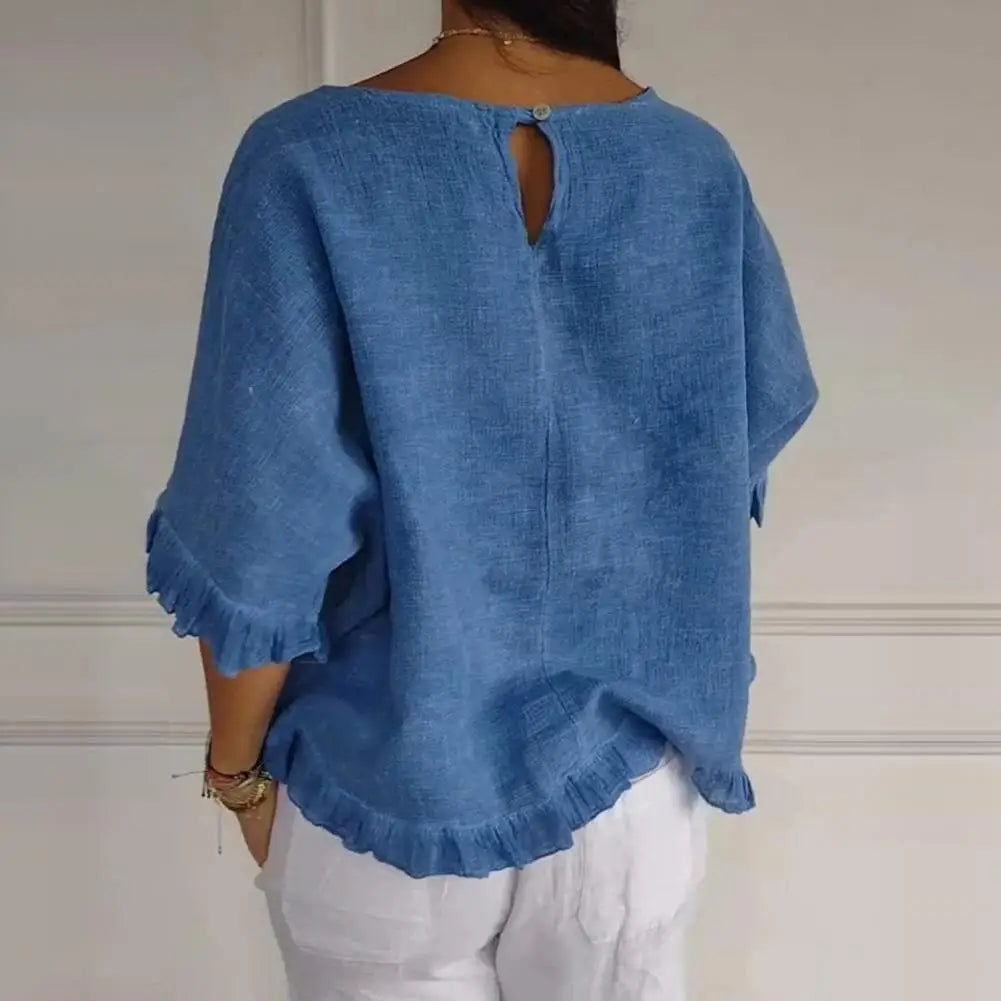 DIANE | Blouse élégante ajustée à col rond