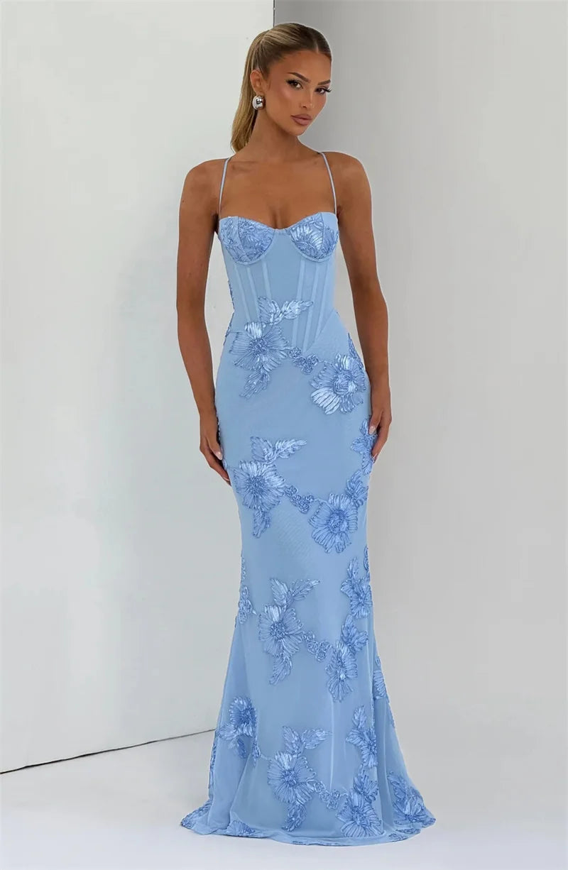 Celeste Appliqué Corset Maxi Dress