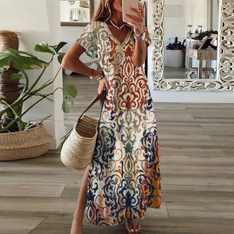CLARISSE | Robe maxi bohème élégante couvrant le ventre