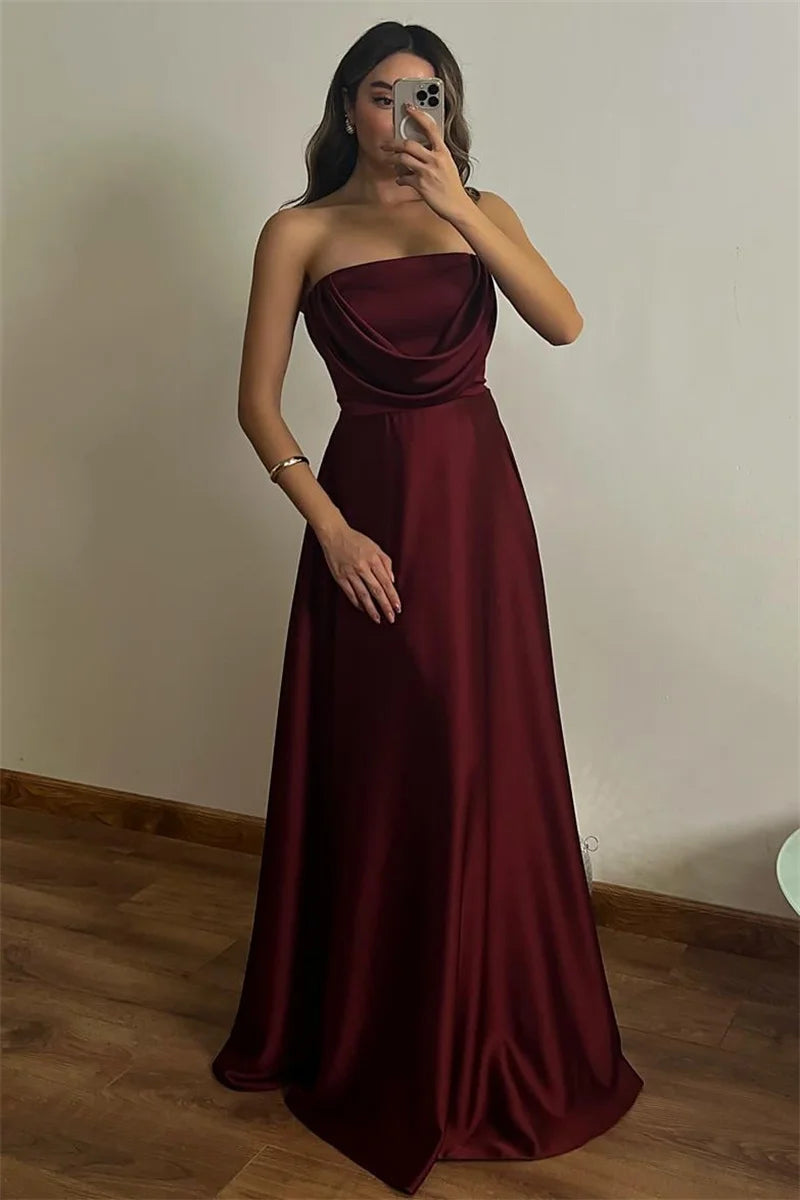 ZARIAH | Satin-Maxikleid ohne Träger