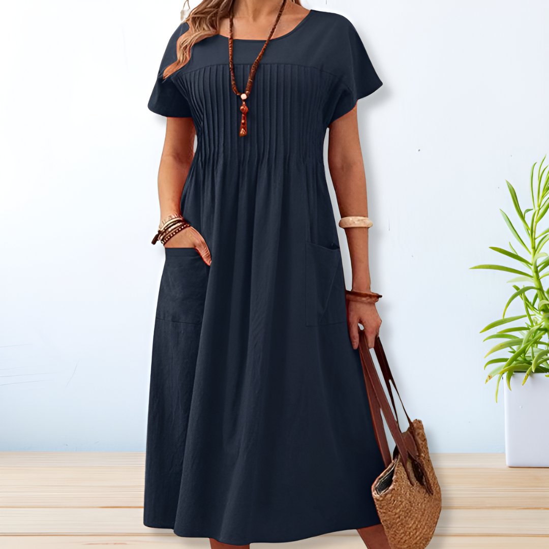 JACQUELINE | ROBE ÉLÉGANTE À COUPE DÉTENDUE AVEC COUVERTURE DU VENTRE