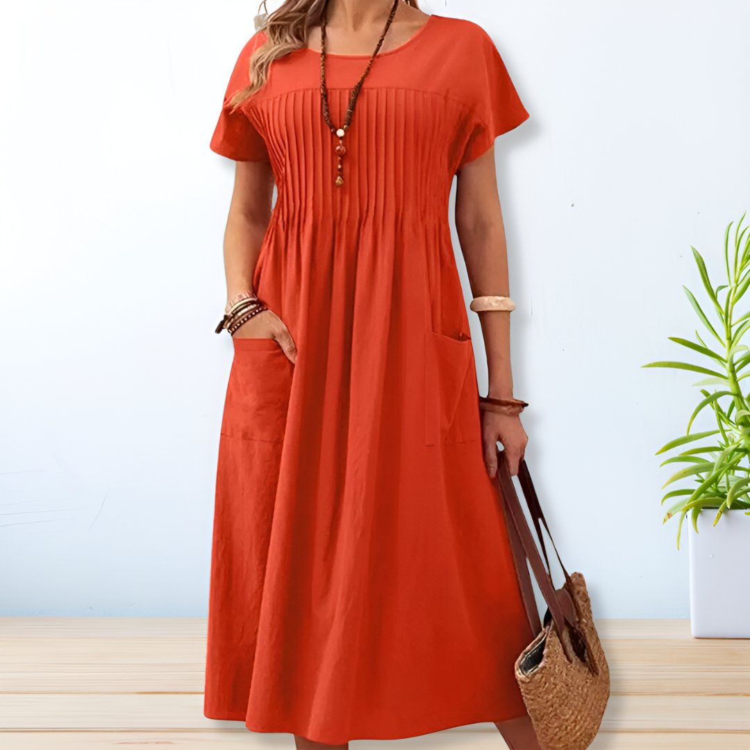 JACQUELINE | ROBE ÉLÉGANTE À COUPE DÉTENDUE AVEC COUVERTURE DU VENTRE